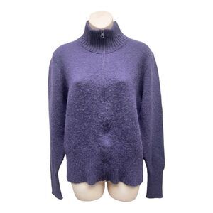 ALPAKA INKA PERU Women's 100% Alpaca Purple Mock Neck Full Zip Sweater Sz M